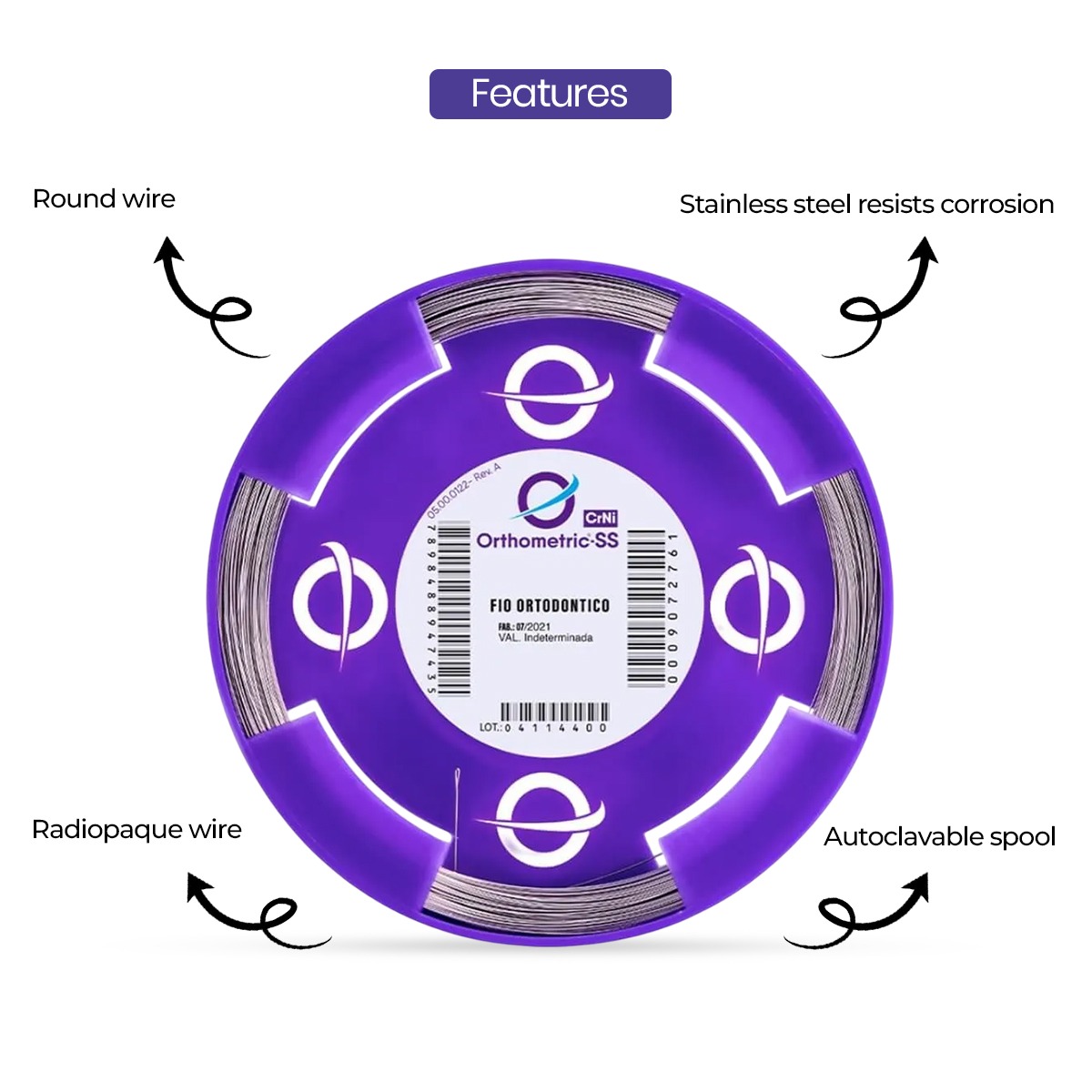 OrthoMetric SS CrNi Elastic Hard Wires Round In Roll 50gm
