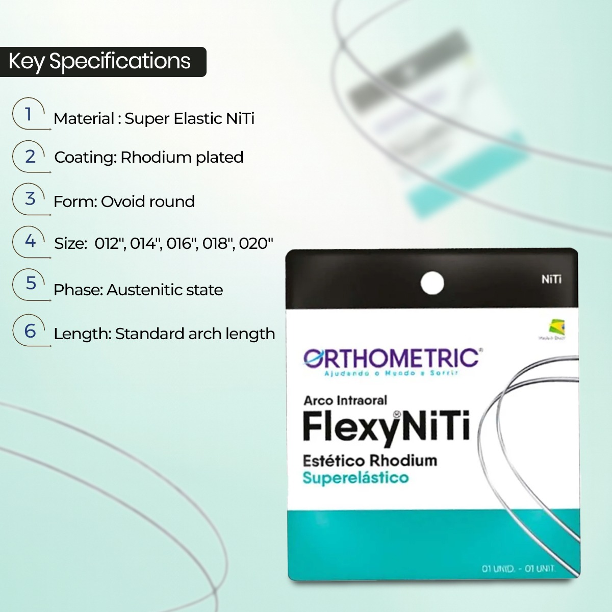 OrthoMetric Flexy NiTi Super Elastic Esthetic Rhodium Plated Archwires - Round (1/Pk)