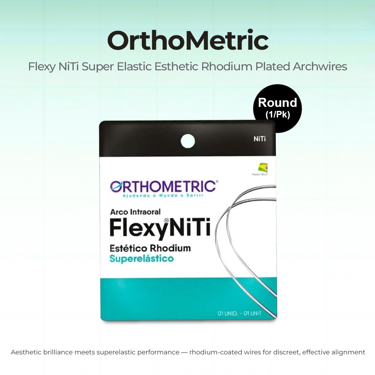 OrthoMetric Flexy NiTi Super Elastic Esthetic Rhodium Plated Archwires - Round (1/Pk)