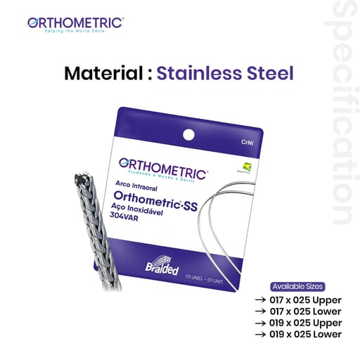 OrthoMetric Braided Eight Strand Woven SS Archwire - Rectangular (10/Pk)