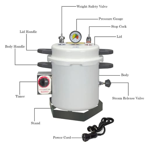 Life Dentalclave With Rotary Timer - 12 Litres (Cream) With Drum (8 x 8 inches) [ST911EPT]