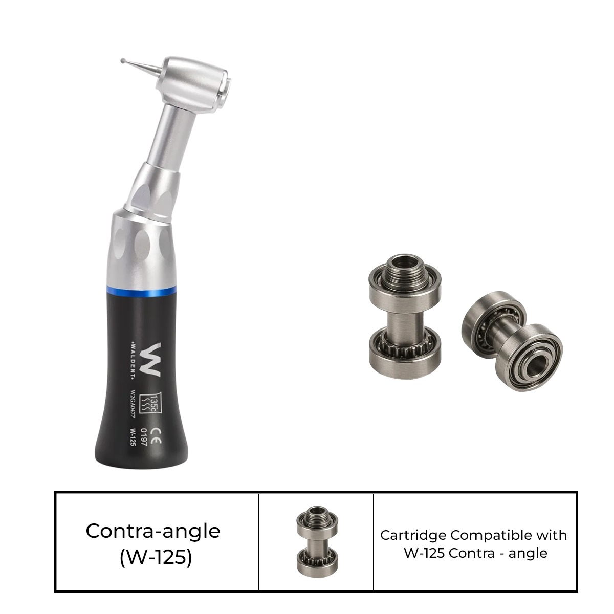 Waldent Push Button Contra-angle Handpiece - Black (W-125)