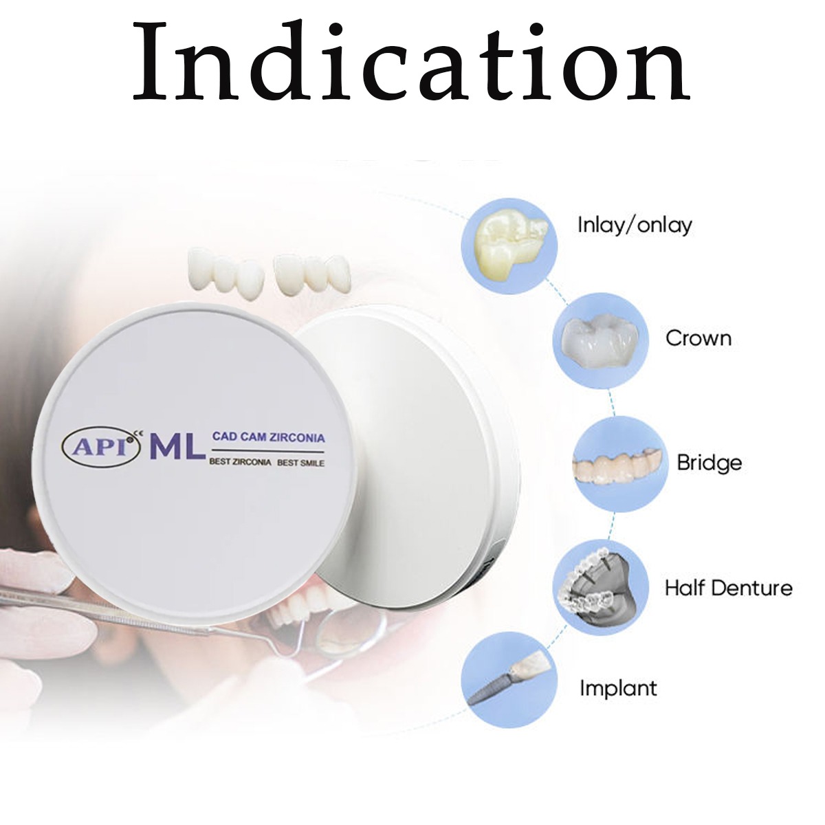 API Zirconia Dental Ceramics Blank - ML (A2 Series)