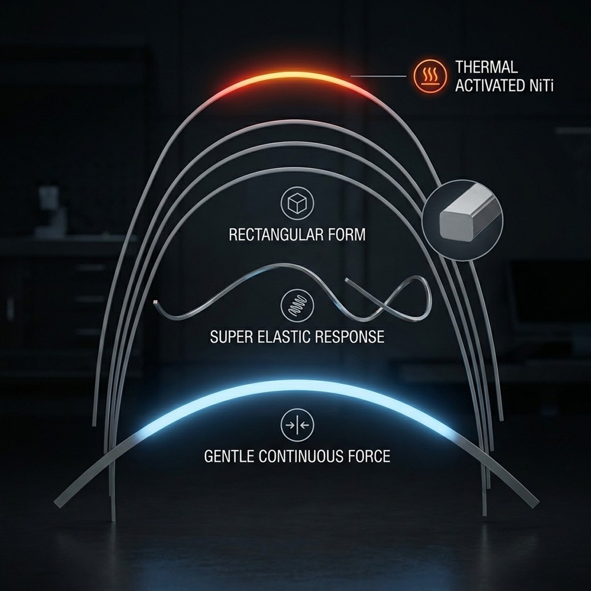 OrthoMetric Flexy NiTi Thermal 35ºC Archwires - Rectangular (10/Pk)