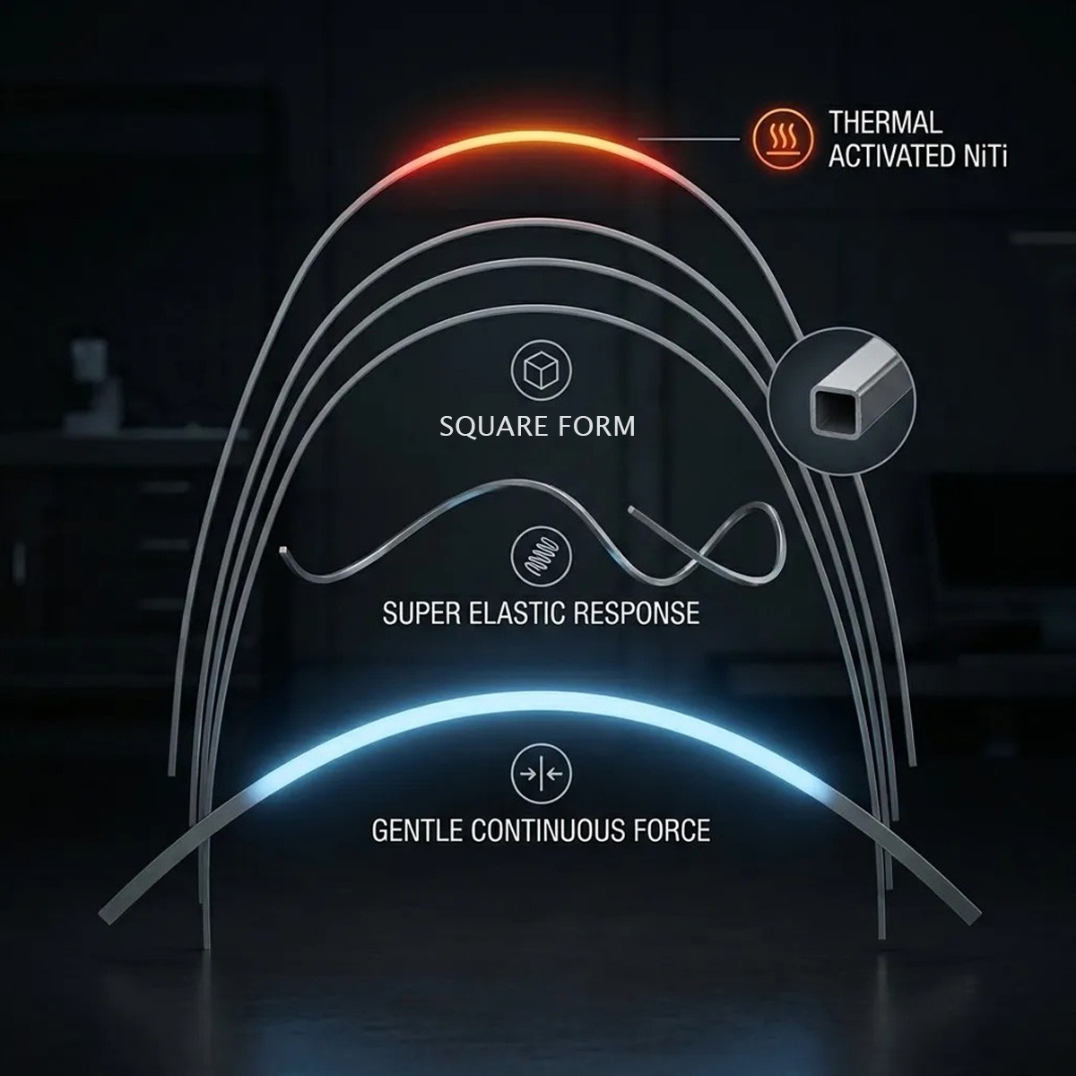 OrthoMetric Flexy NiTi Thermal 35ºC ALX Archwires - Square (10/Pk)