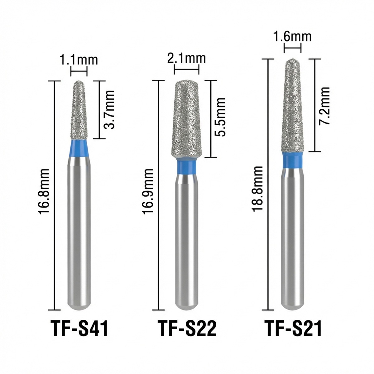 Mani Diamond Airotor Burs - Taper Flat End / Tf Series