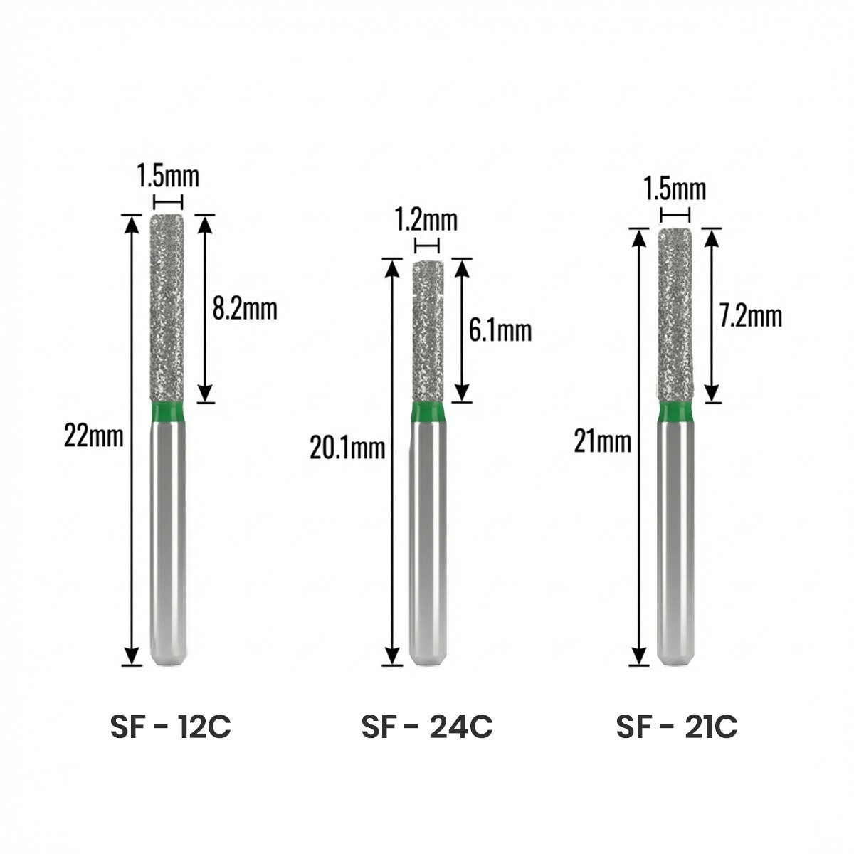 Mani Diamond Airotor Burs - Straight Flat End / Sf Series