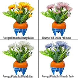 iDENTical Happy Molar Flower Pots With Artificial Daisies - 2