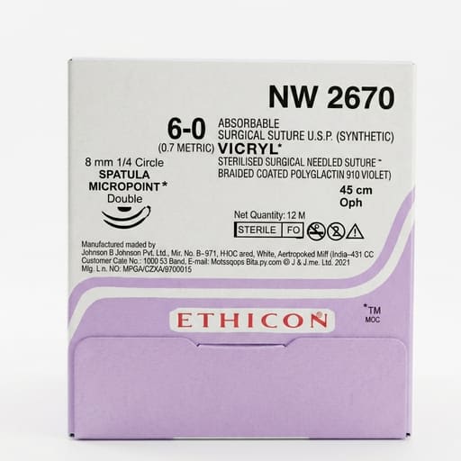 Ethicon Vicryl #6-0 Absorbable Violet Braided Suture