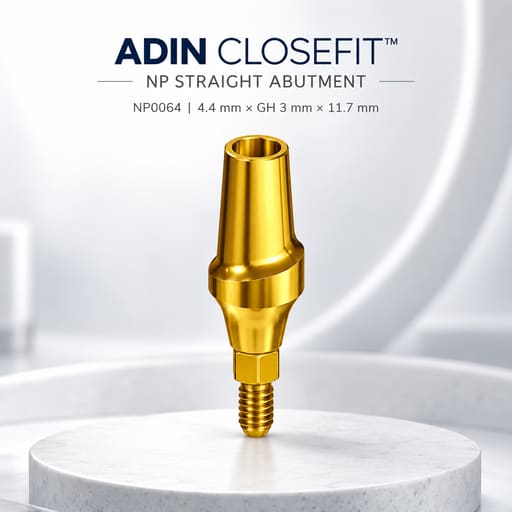 Adin CloseFit NP Straight Abutment 4.4mm x GH 3mm x 11.7mm (NP0064)