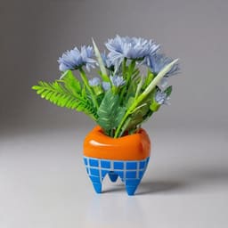iDENTical Happy Molar Flower Pots With Artificial Daisies - 5