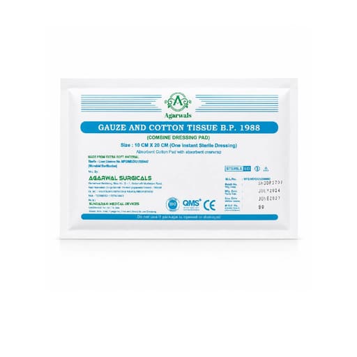 Agarwals Premium Sterile Combine Dressing Surgical Pad 10cm x 20cm (Pack of 20)