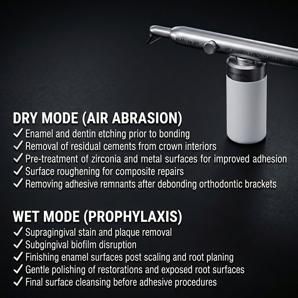 MIK Bi-Mode Jet Dry+Wet Air Abrasion & Prophylaxis Handpiece