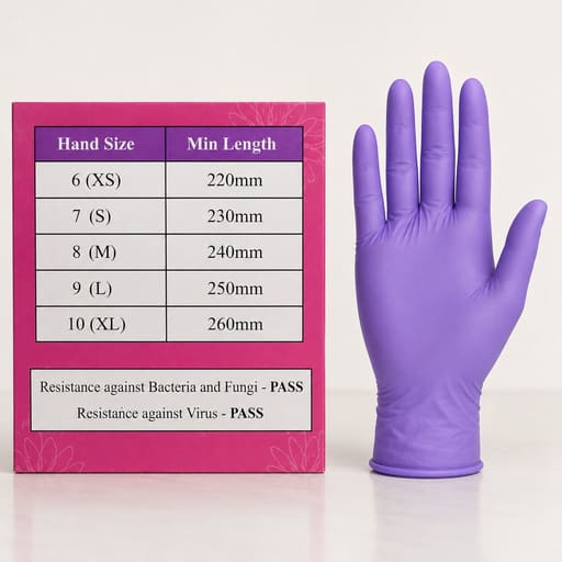 Blossom Lila Nitrile Exam Gloves - Large