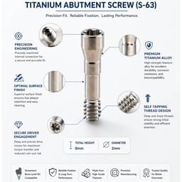Mediden Straumann Bone Level NC Compatible Titanium Abutment Screw (S-63) (Pack of 10) - 6