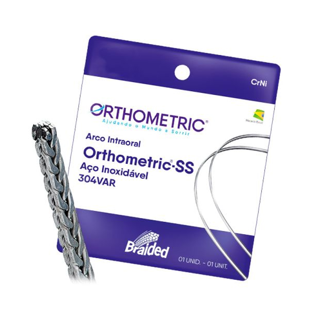 OrthoMetric Braided Eight Strand Woven SS Archwire Rectangular - 021 x 025 Lower - (52.55.2521)