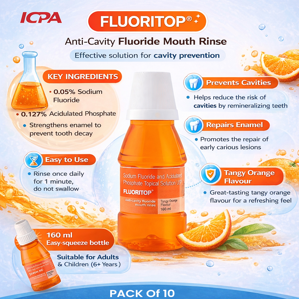 ICPA Fluoritop Anti-Cavity Fluoride Mouthrinse (Pack of 10)