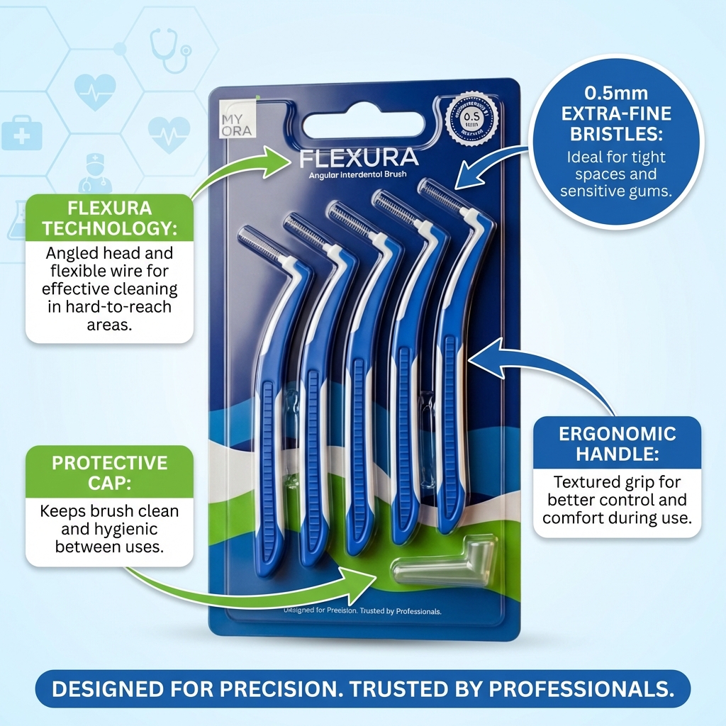MyOra Flexura Angular Interdental Brush 0.5mm - Pack Of 1 (5 Pcs/Pack)