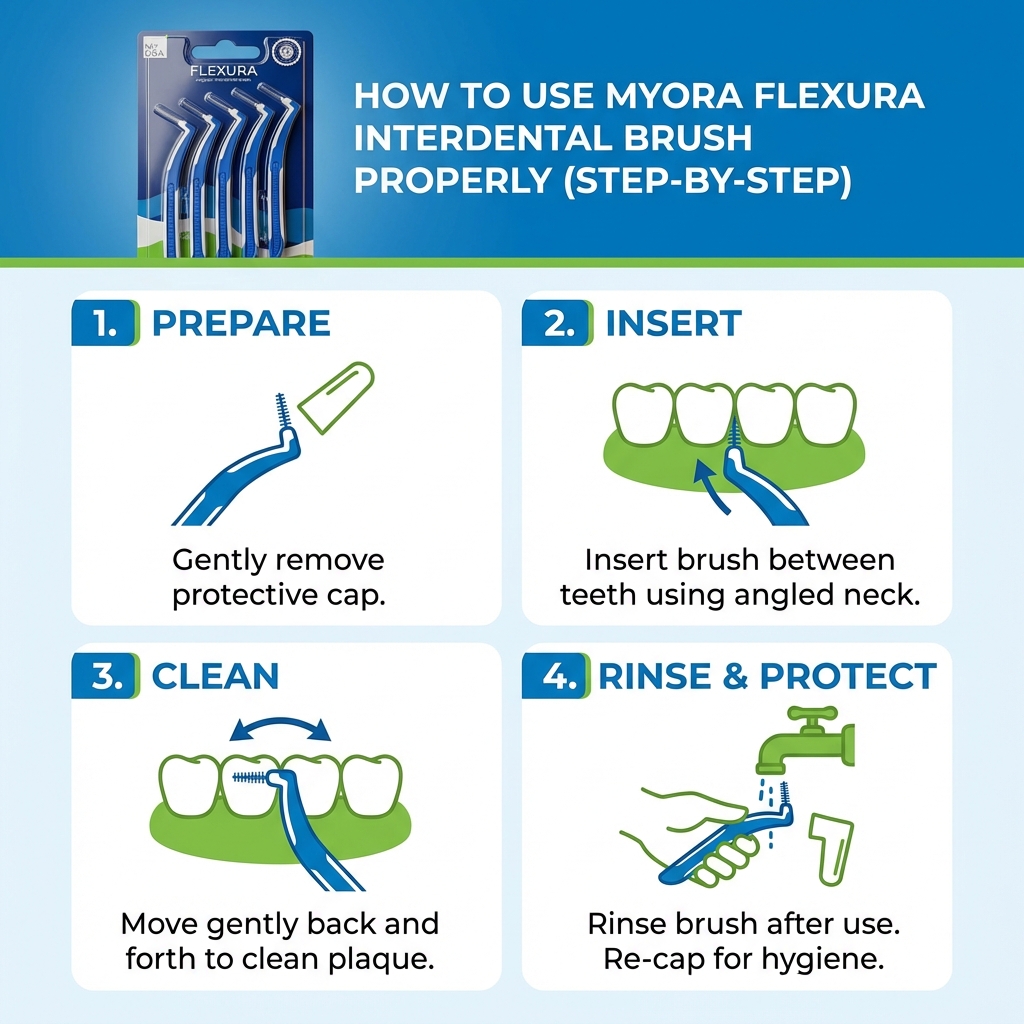 MyOra Flexura Angular Interdental Brush 0.5mm - Pack Of 1 (5 Pcs/Pack)