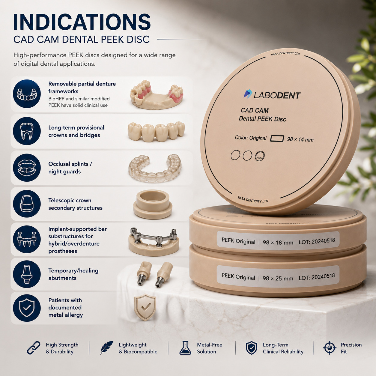 Labodent PEEK Disc for CAD/CAM – Natural Shade