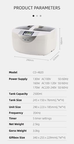 Codyson Ultrasonic Cleaner CD-4820 (2.5Litre) - 16