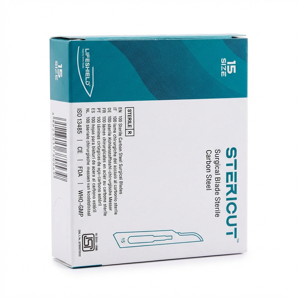 LifeShield Sterile BP Surgical Blade Size #15 (Pack of 100) 