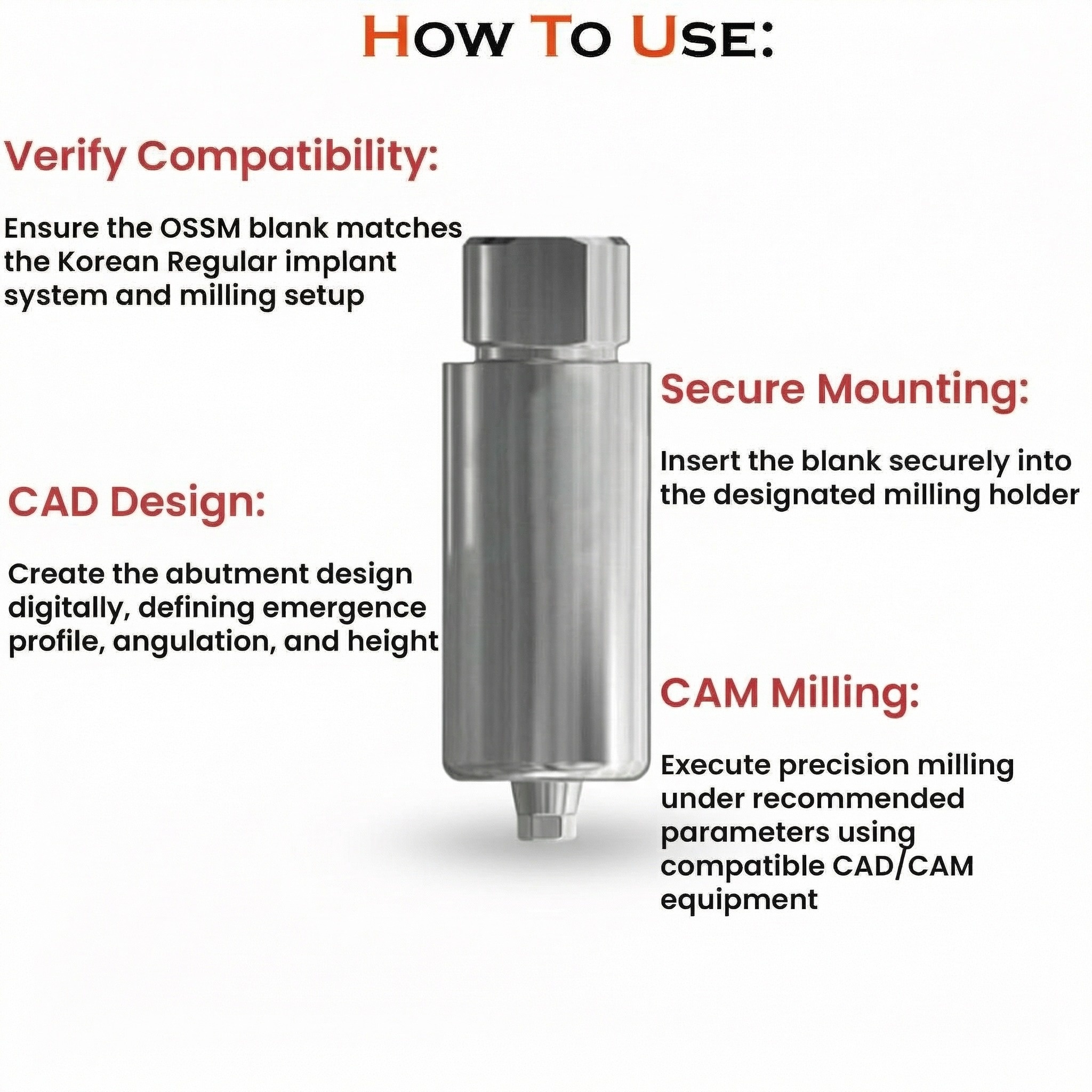 Dentaltech Premill Abutment Blank Regular - Osstem Compatible (OSSR)
