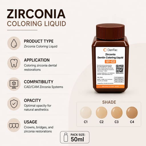 Denfac Zirconia Dentin Coloring Liquid ST - C Shade Series (50ml)