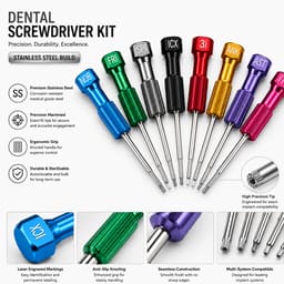 Dental Lab Implant Screw Driver Kit (Pack Of 8) - 6