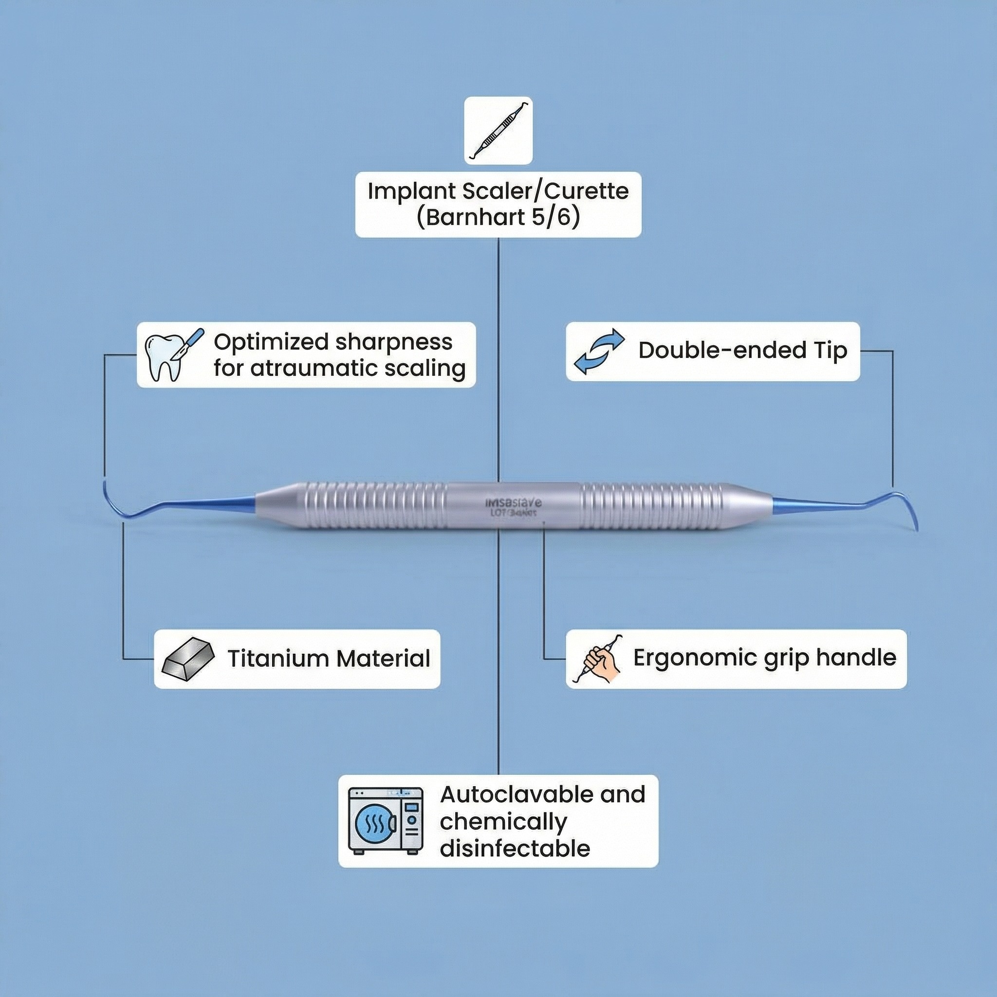 GDC Titanium Implant Barnhart Scaler/Curette - IMSBH5/6