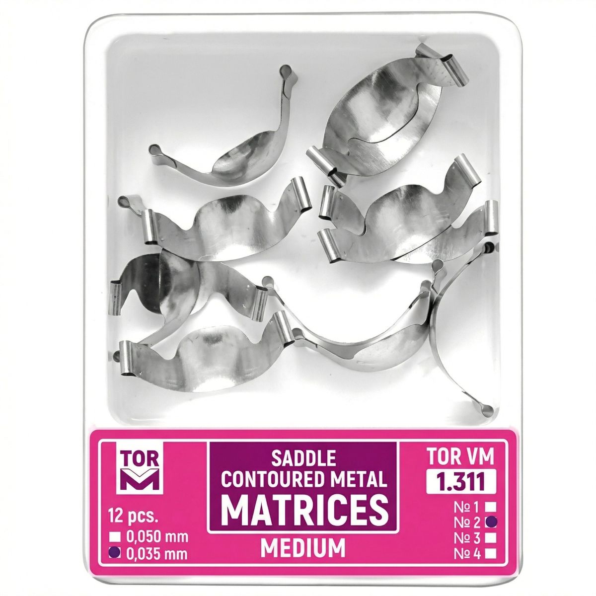 Tor Vm Metal Saddle Contoured Matrices 12 Pcs (Small) 1.311(H35)