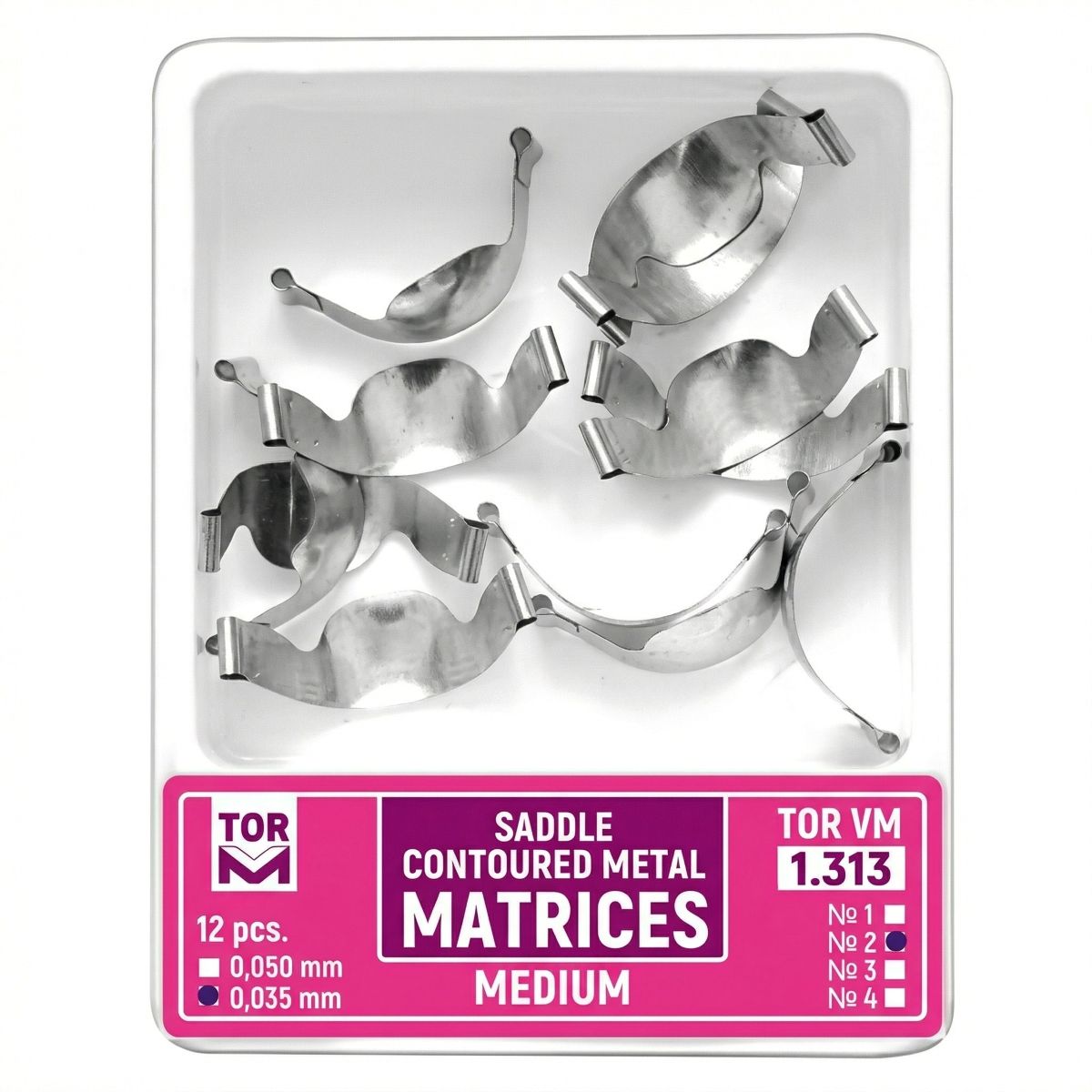 Tor Vm Metal Saddle Contoured Matrices 12 Pcs (Large) 1.313(H35)