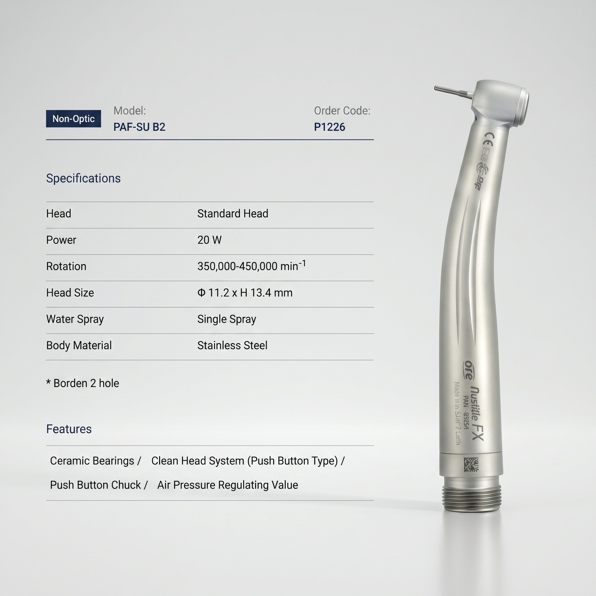 NSK Pana Air FX PAF-SU B2 Push Button Airotor Handpiece (P1226)