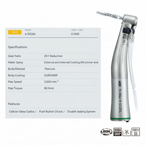 NSK Ti-Max X-SG20L 20:1 Fiber Optic Implant Handpiece (C1003)
