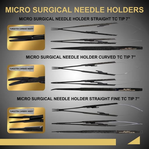 Julldent Micro Surgical Needle Holder With Straight Fine TC Tip (073A)