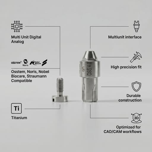 Dentaltech Universal MultiUnit Digital Analog- Osstem | Noris | Nobel | Straumann Compatible