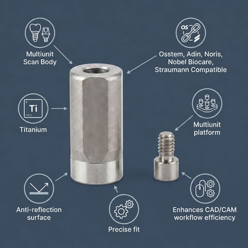 Dentaltech Osstem | Adin | Noris | Nobel Biotech | Straumann Multiunit Compatible Scan Body (OSS - Hybrid)