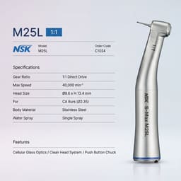NSK M25L Internal Spray Fiber Optic Contra-Angle Handpiece (C1024) - 3