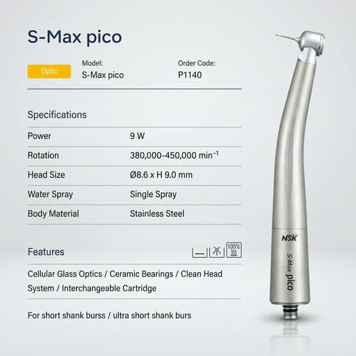 NSK S-Max Pico LED Fiber Optic Airotor Handpiece (P1140)