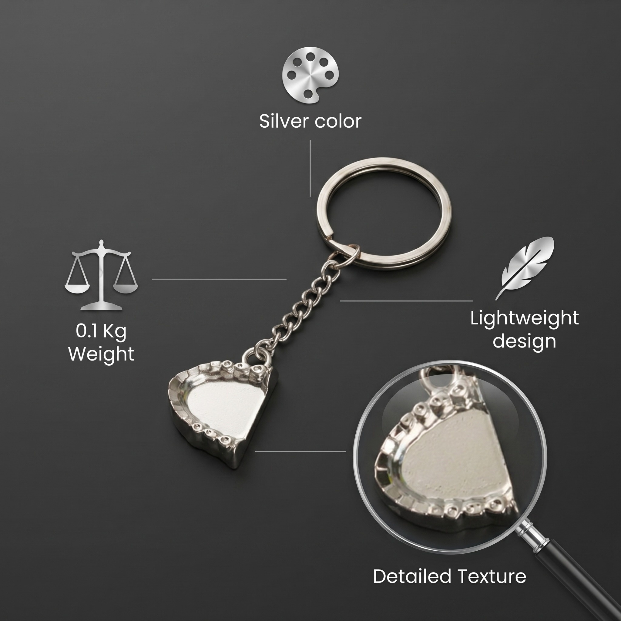 Dental Silver Denture Key Chain