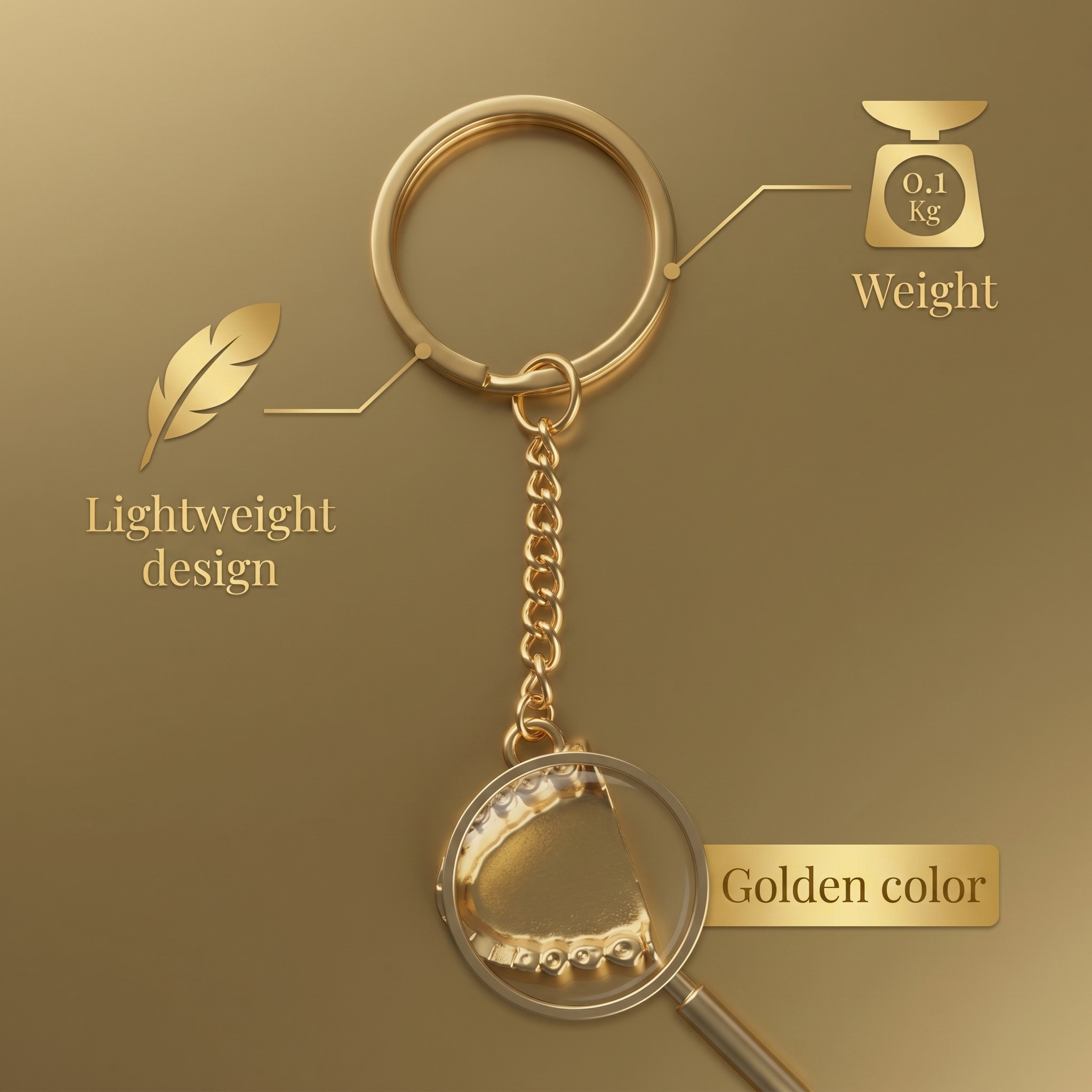 Dental Golden Denture Key Chain