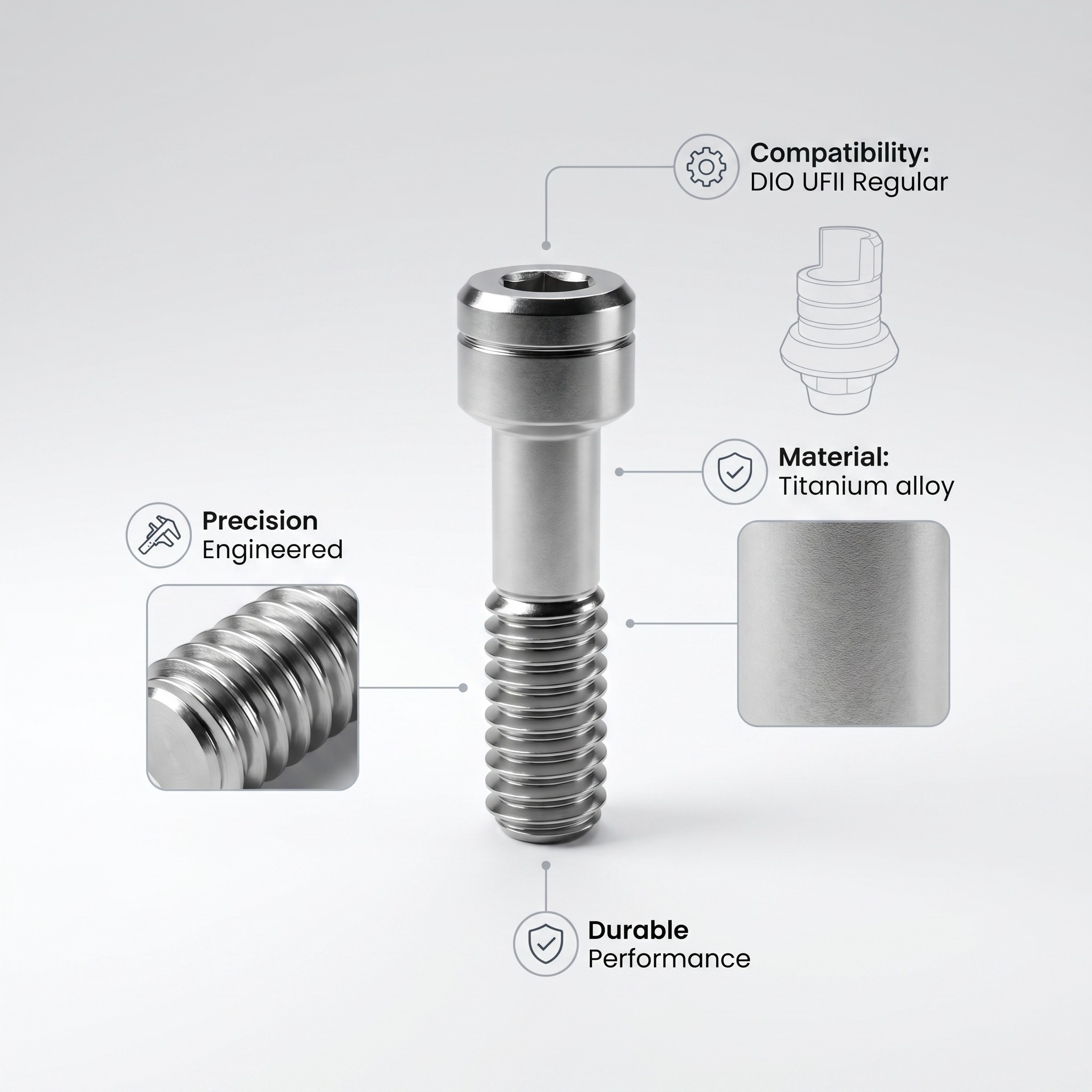 Mediden DIO UFII Regular Compatible Titanium Abutment Screw (S-32) (Pack of 10)