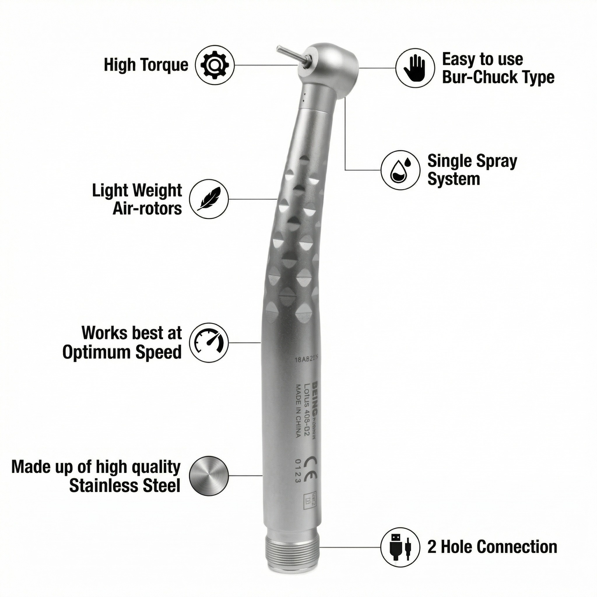 Being Foshan Super Torque Airotor Handpiece (Bur Chuck Type)(403) (Refurbished)