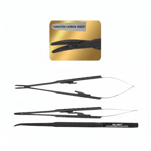 Julldent Micro Surgical Needle Holder With Curved TC Tip (073B)