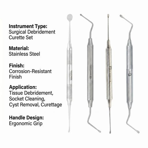 Veecare Complete Surgical Debridement Curette Set (Set of 4)