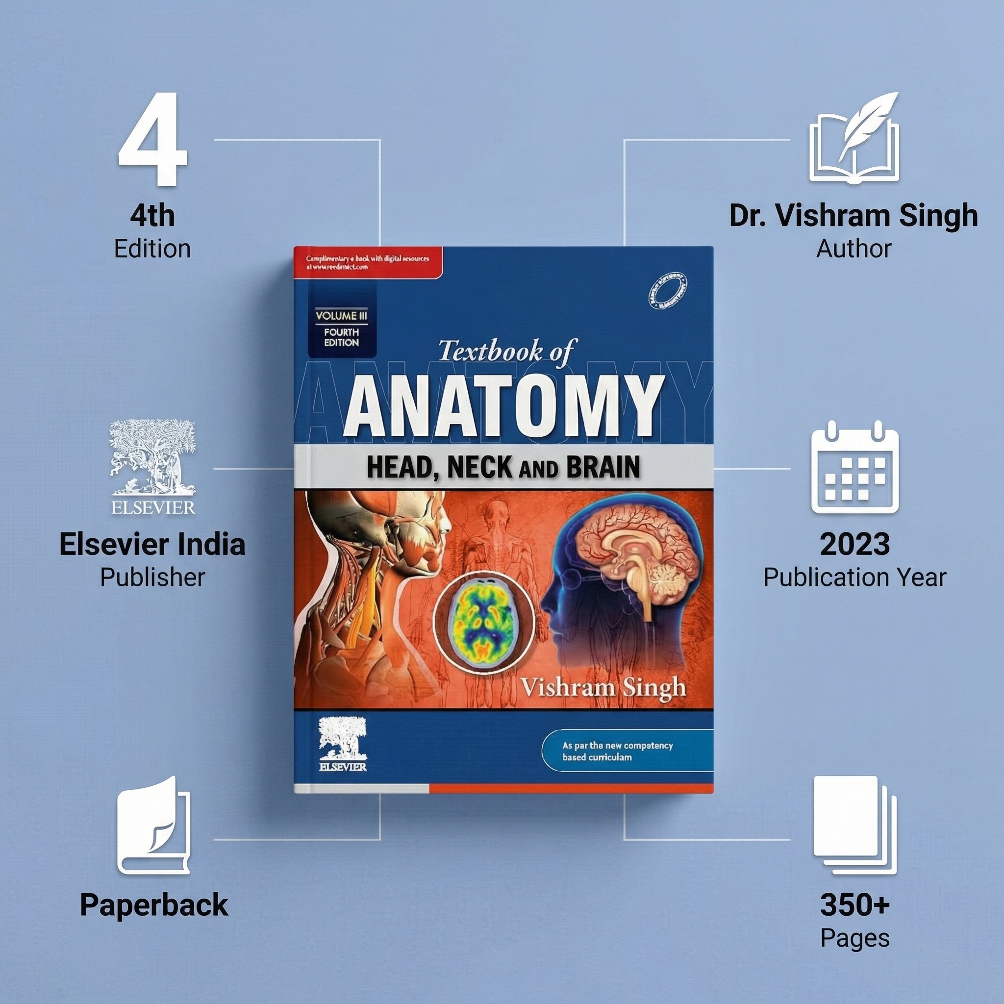 Textbook Of Anatomy: Head, Neck And Brain 4th Edition Volume 3 (ISBN - 264850)