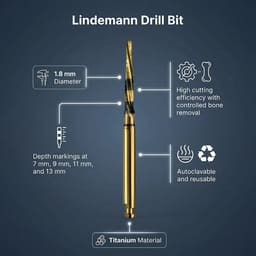 Waldent Lindemann Drill Bit 1.8mm Titanium Coated 19/108 - 3