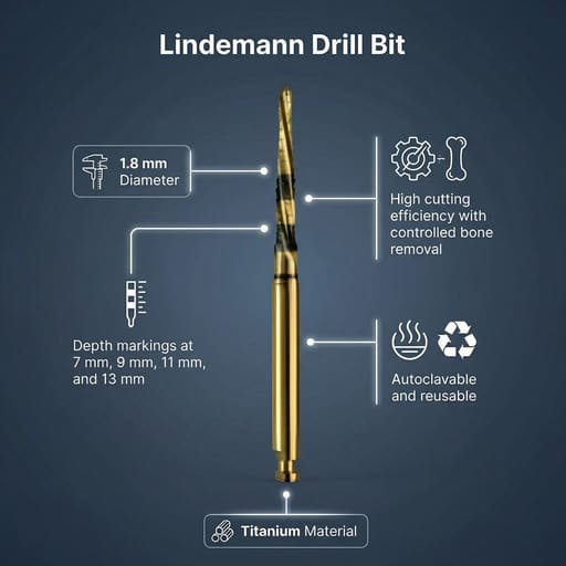 Waldent Lindemann Drill Bit 1.8mm Titanium Coated 19/108