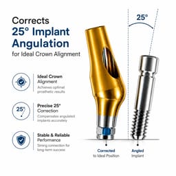 Dentaltech 25° Angular Abutments - Dentium Superline / Dio/ Megagen / Dentis/ CoWellMedi Implant Compatible - 3