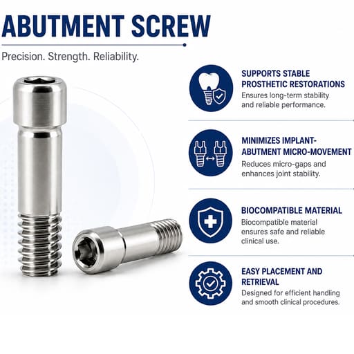 Dentaltech Abutment Screw - Dentium Superline | DIO | Cowellmedi | Neobiotech | Dentis Implant Compatible (Pack of 10)